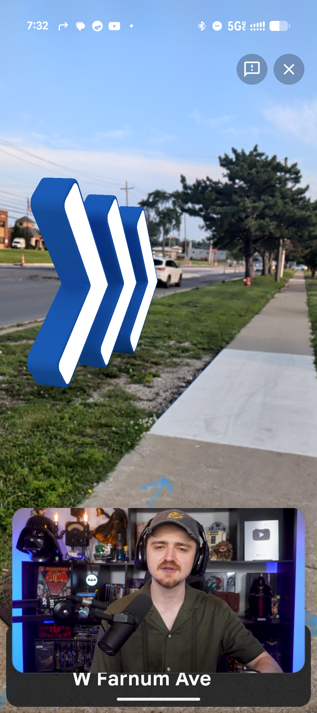 Google Maps Live View reference showing directional arrows in a phone camera view